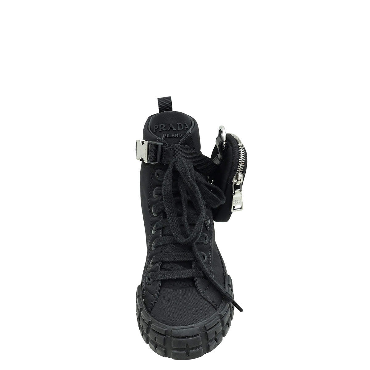 Prada Black Wheel Re-Nylon High Sneaker 35-Prada-THE CLOSET