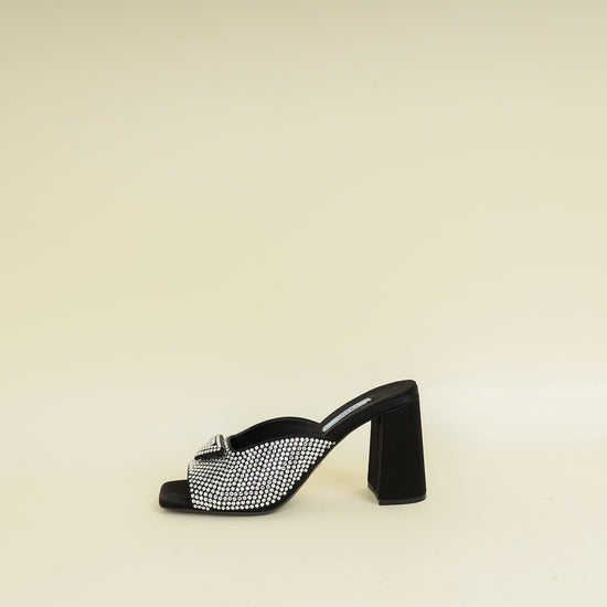 Prada Black Crystal Embellished Sandals 36.5