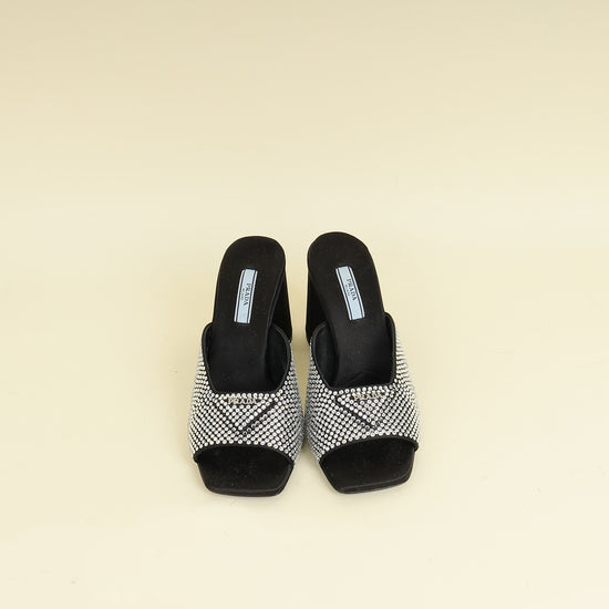 Prada Black Crystal Embellished Sandals 36.5