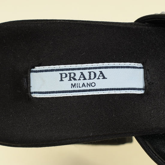 Prada Black Crystal Embellished Sandals 36.5
