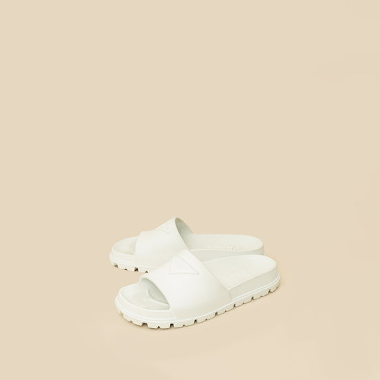 Prada White Extra Light Rubber Slides Sandal 36-Prada-THE CLOSET