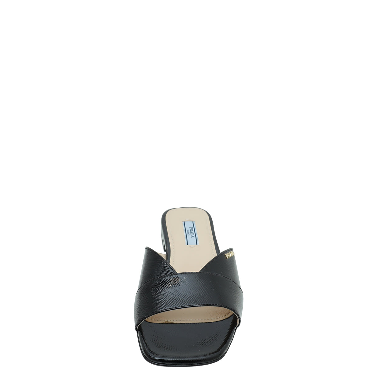 Prada Black Logo Vernice Slide Flat Sandal 36-Prada-THE CLOSET