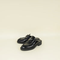 Prada Black Brushed Mules 37.5