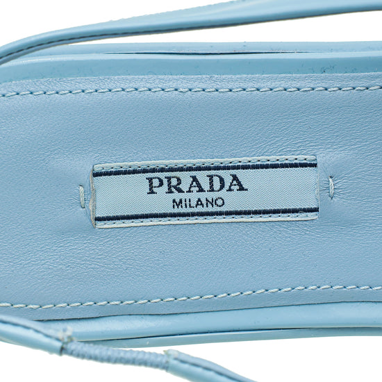 Prada Blue Soft Padded Flat Slingback 37