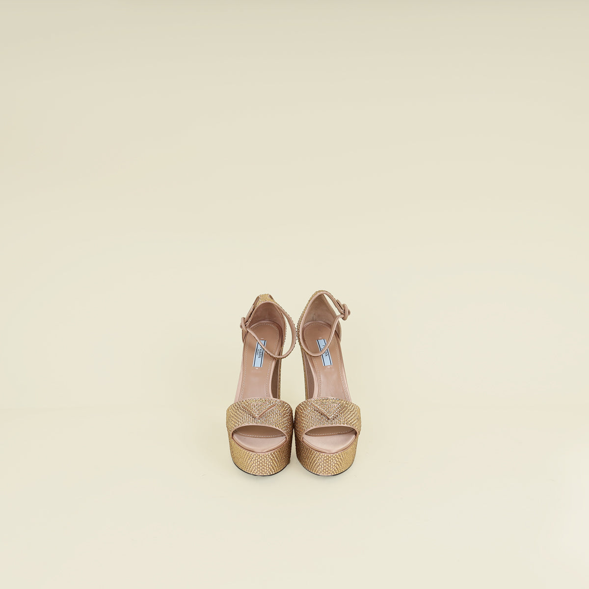 Prada Pink Nude Crystal Satin Platform Sandals 37 – THE CLOSET