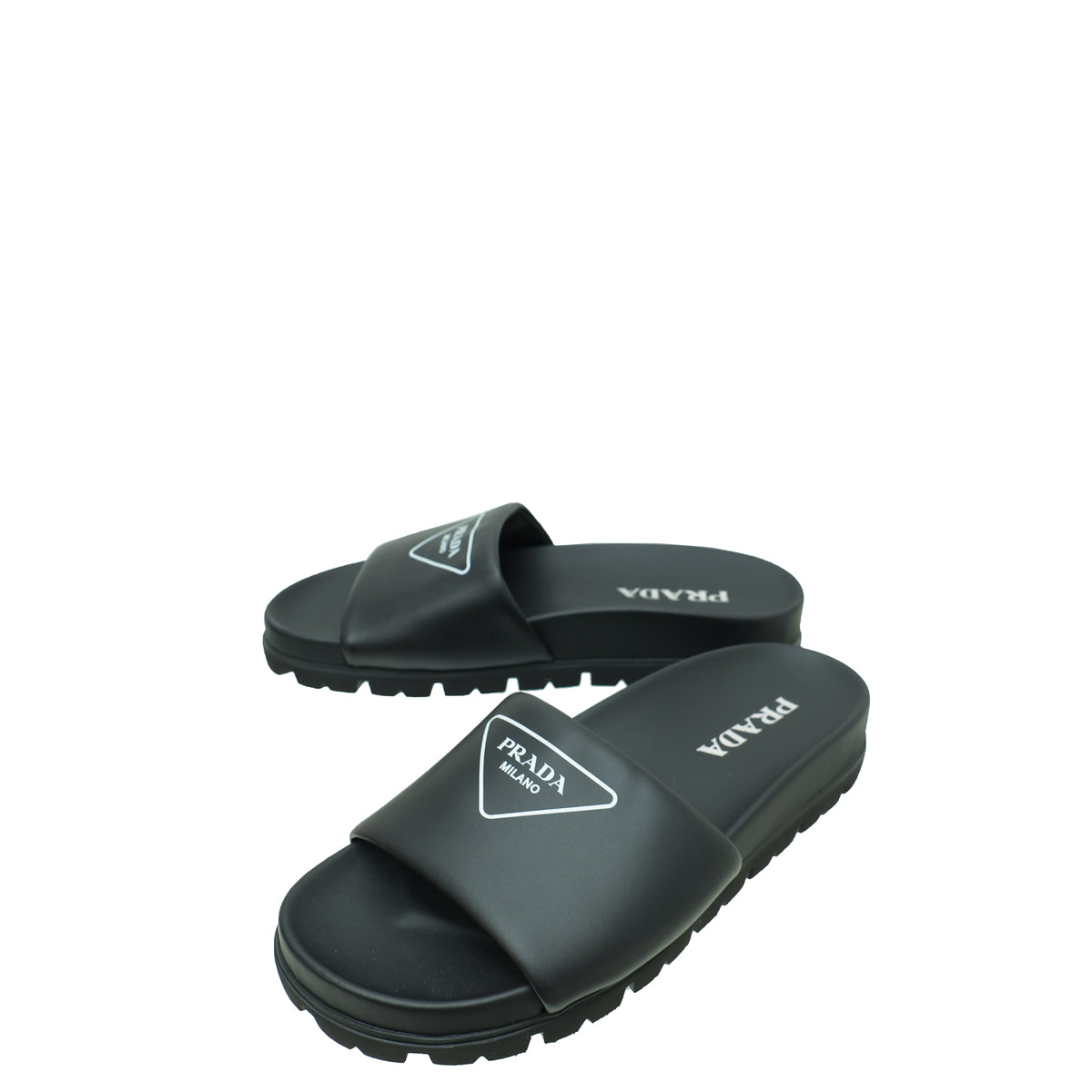 Prada Black Triangle Logo Slide Sandal 37-Prada-THE CLOSET