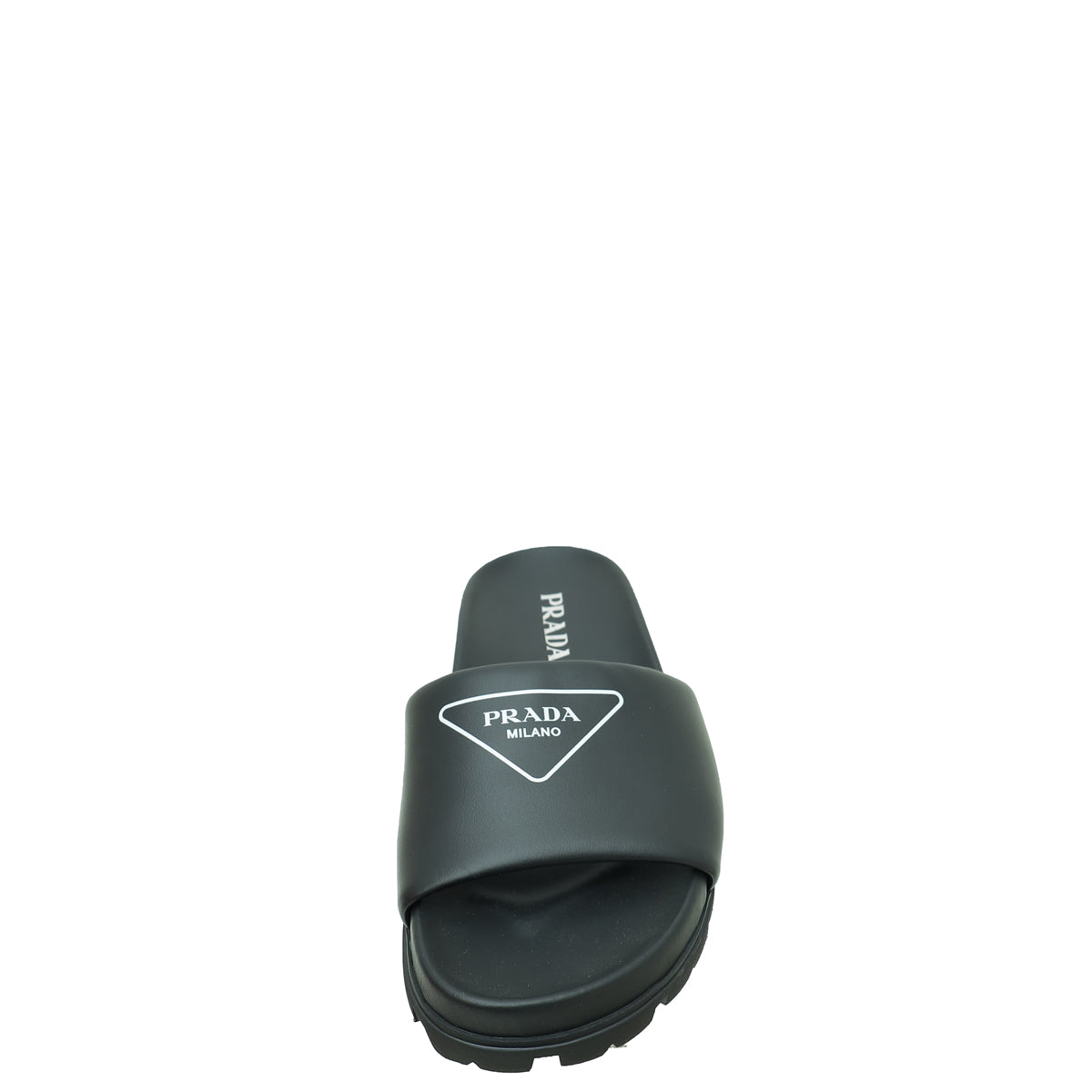 Prada Black Triangle Logo Slide Sandal 37-Prada-THE CLOSET