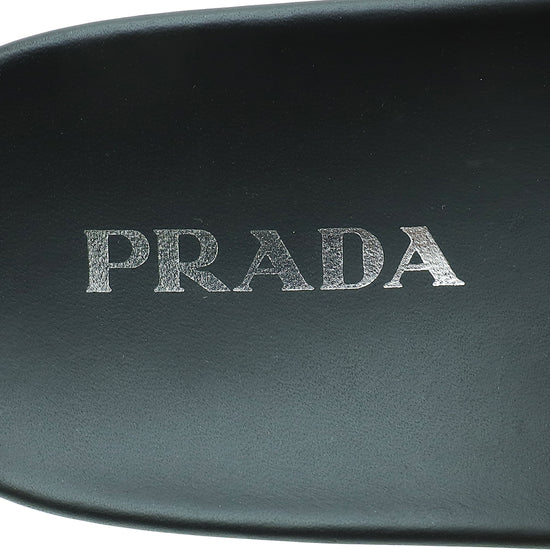 Prada Black Triangle Logo Slide Sandal 37