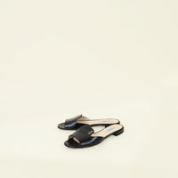 Prada Black Logo Slide Flat Sandal 38.5