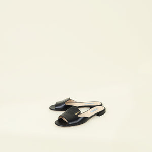 Prada Black Logo Slide Flat Sandal 38.5