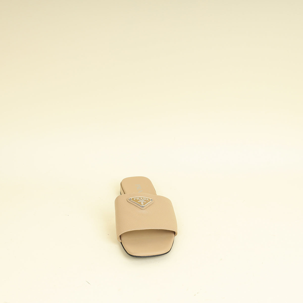 Prada Beige Logo Slide Flat Sandal 38
