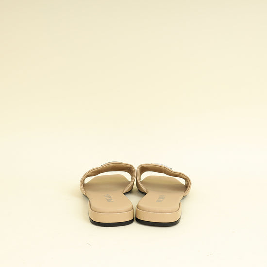 Prada Beige Logo Slide Flat Sandal 38