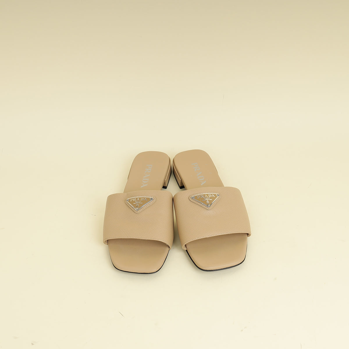 Prada Beige Logo Slide Flat Sandal 38