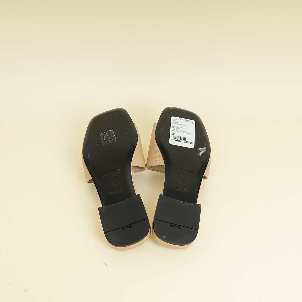 Prada Beige Logo Slide Flat Sandal 38