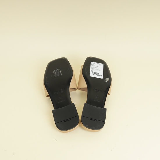 Prada Beige Logo Slide Flat Sandal 38