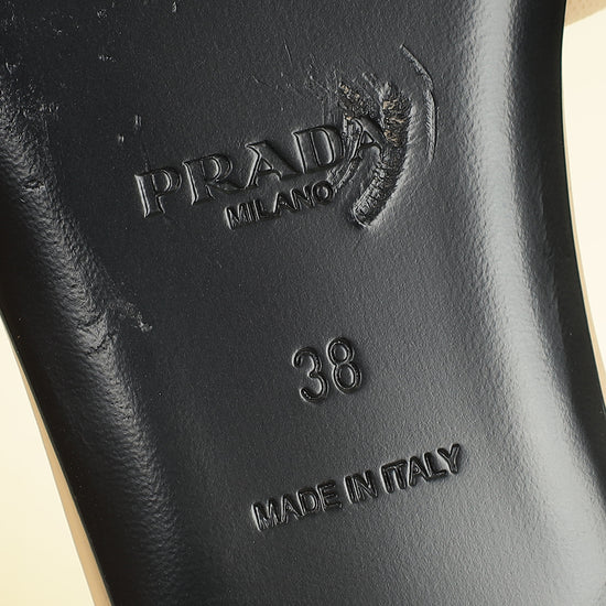 Prada Beige Logo Slide Flat Sandal 38