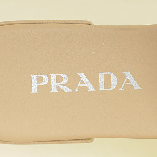 Prada Beige Logo Slide Flat Sandal 38