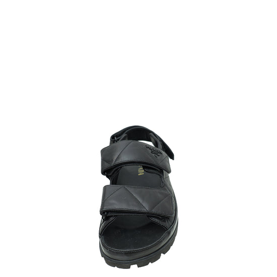 Prada Black Logo Strap Chunky Sandal 38