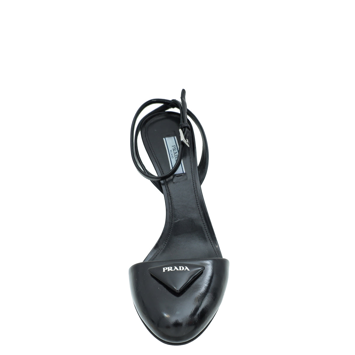 Prada Black Logo Round Toe Slingback Pump 38-Prada-THE CLOSET