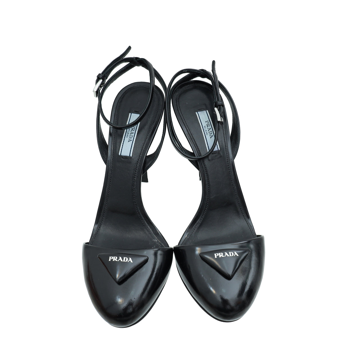 Prada Black Logo Round Toe Slingback Pump 38