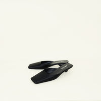 Prada Black Square Toe Triangle Heeled Mules 39.5