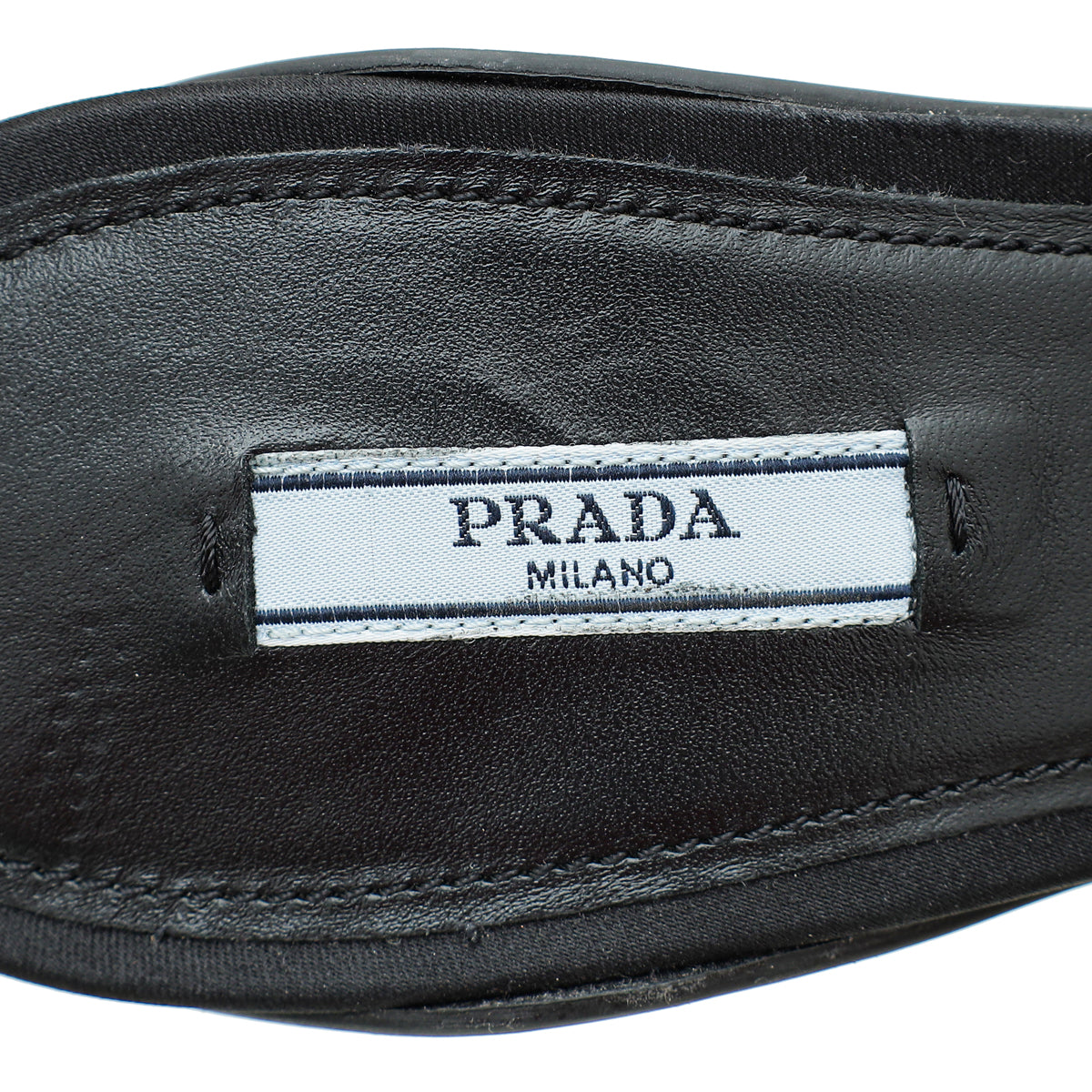Prada Black Logo Satin Crystal Slingback Pump 39