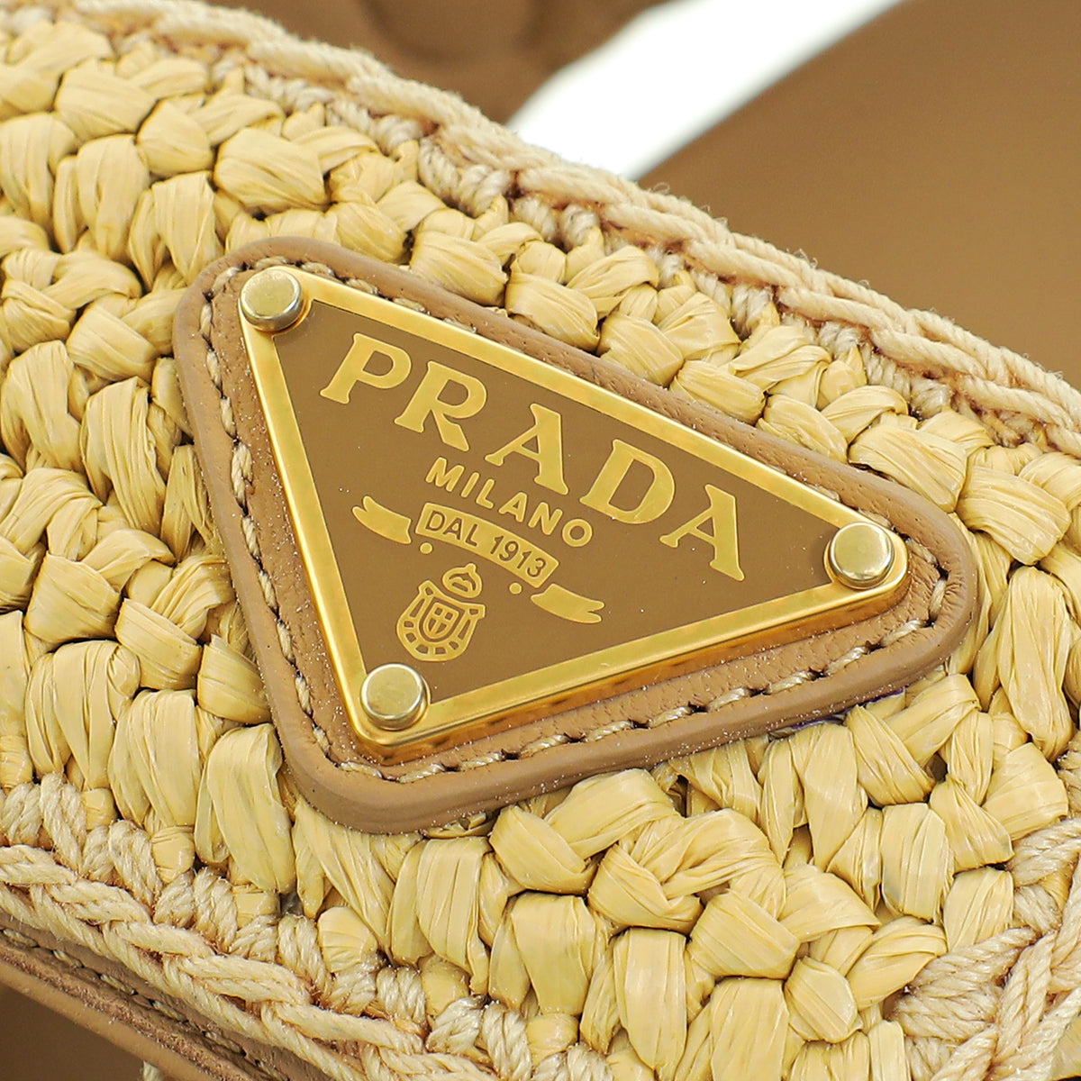 Prada Beige Logo Crochet Raffia Sandals 39