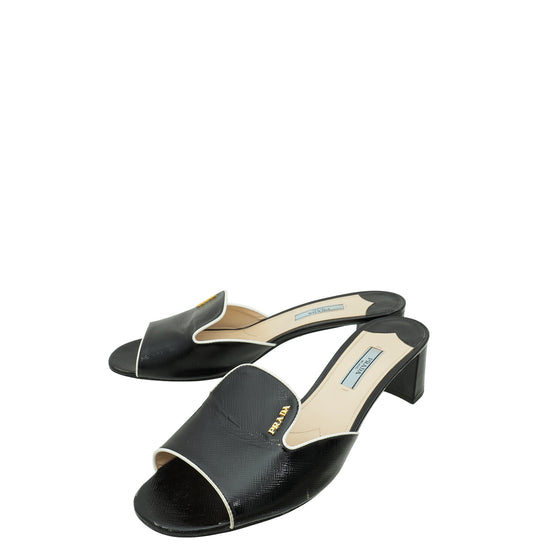 Prada Black Logo Mules 40.5