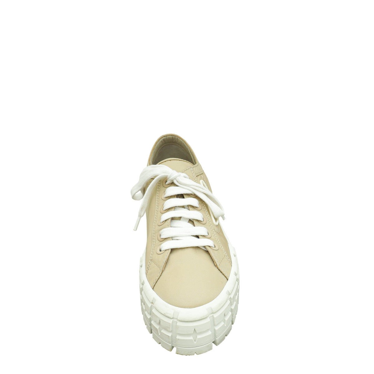 Prada Dessert Beige Re-Nylon Double Wheel Gabardine Sneakers 40