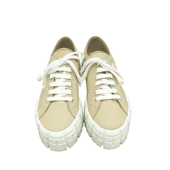 Prada Dessert Beige Re-Nylon Double Wheel Gabardine Sneakers 40