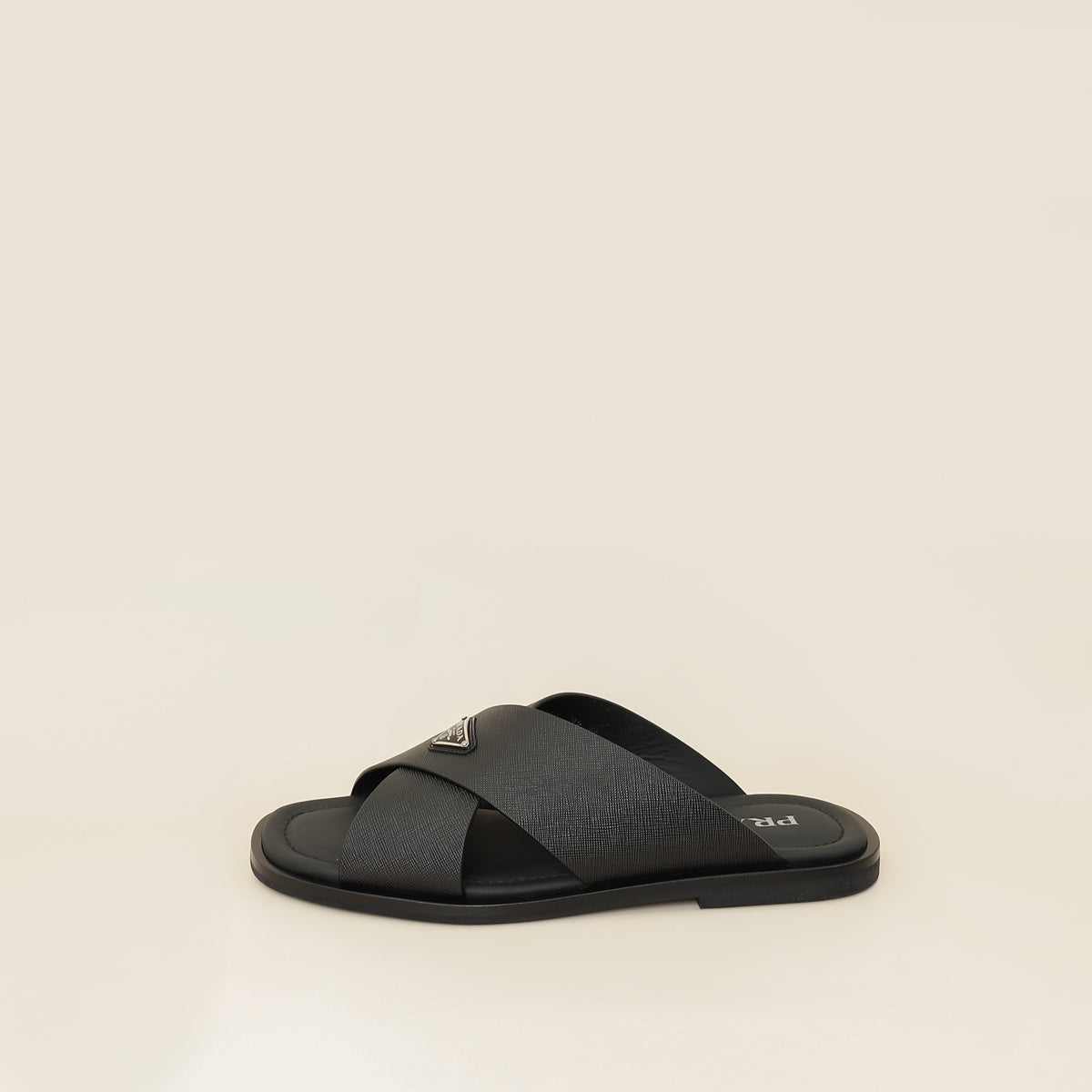Prada Black Logo Crisscross Slides Men's Sandal 9.5-Prada-THE CLOSET