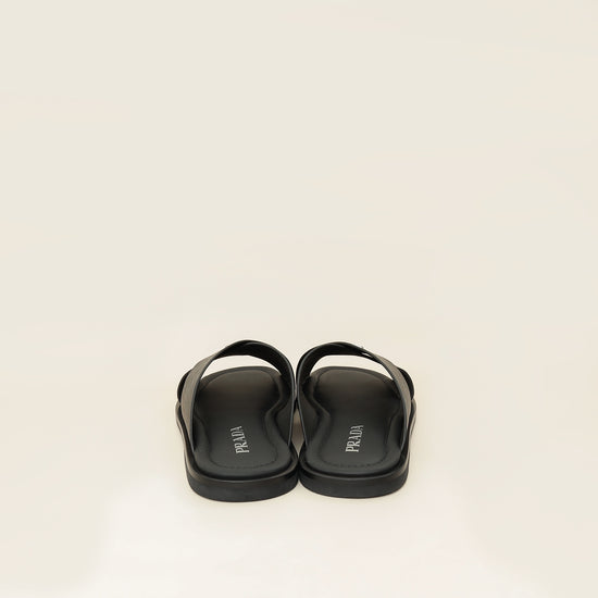 Prada Black Logo Crisscross Slides Men's Sandal 9.5-Prada-THE CLOSET