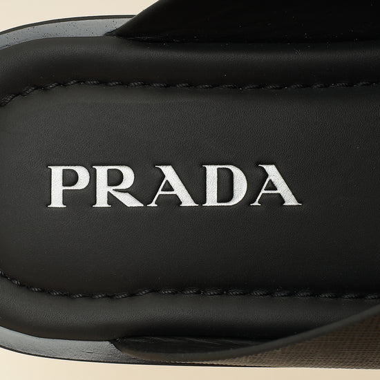 Prada Black Logo Crisscross Slides Men's Sandal 9.5-Prada-THE CLOSET
