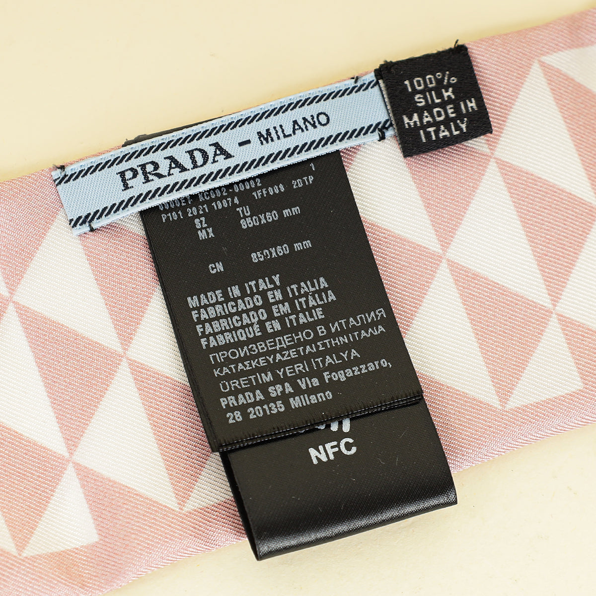Prada Bicolor Triangle Symbole Print Silk Twill Scarf