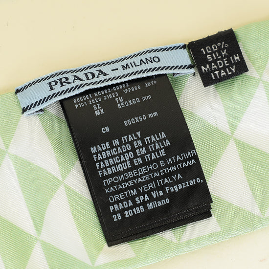 Prada Bicolor Triangle Symbole Print Silk Twill Scarf