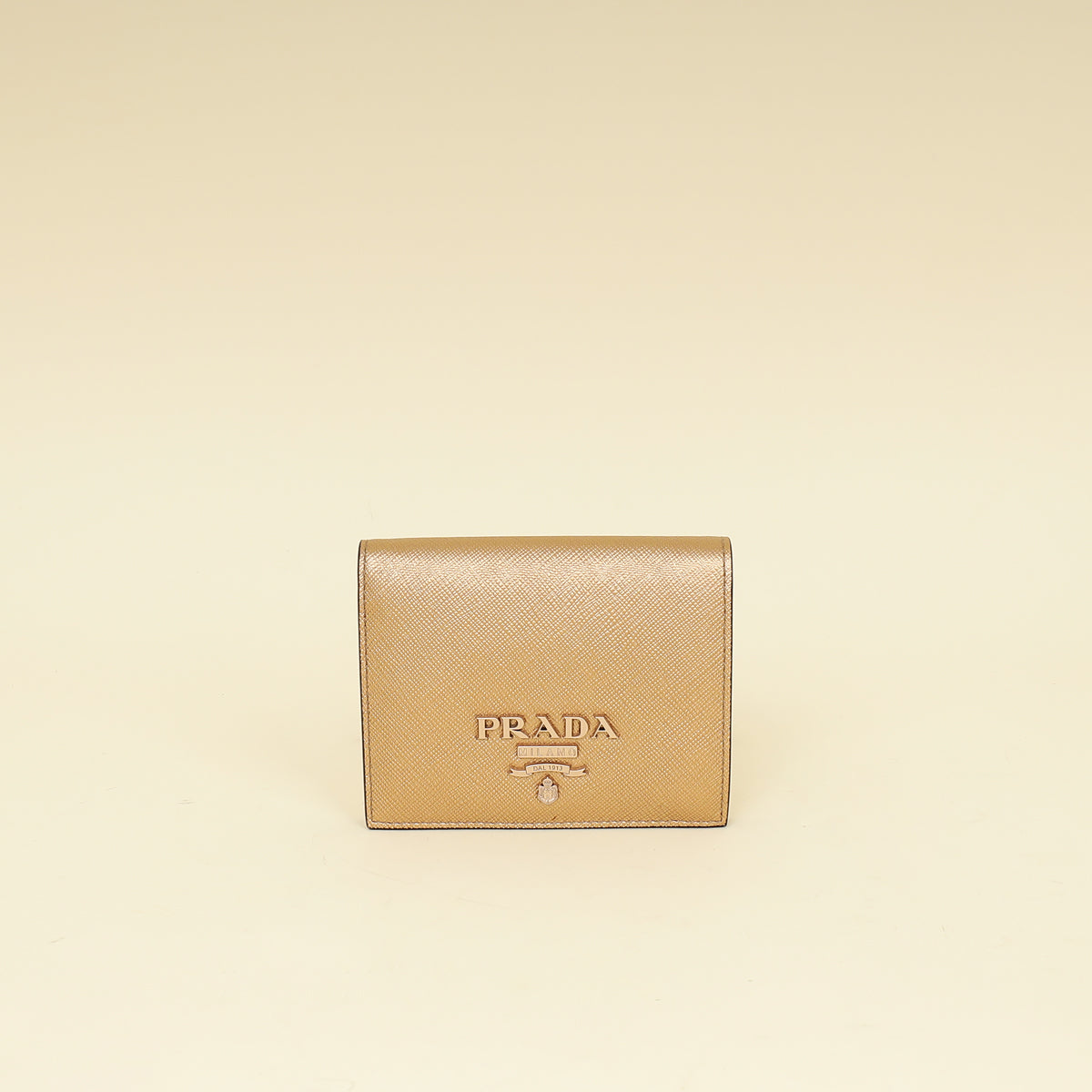 Prada Metallic Champaign Gold Shine Small Wallet-Prada-THE CLOSET