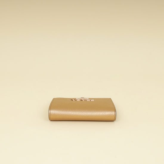 Prada Metallic Champaign Gold Shine Small Wallet-Prada-THE CLOSET