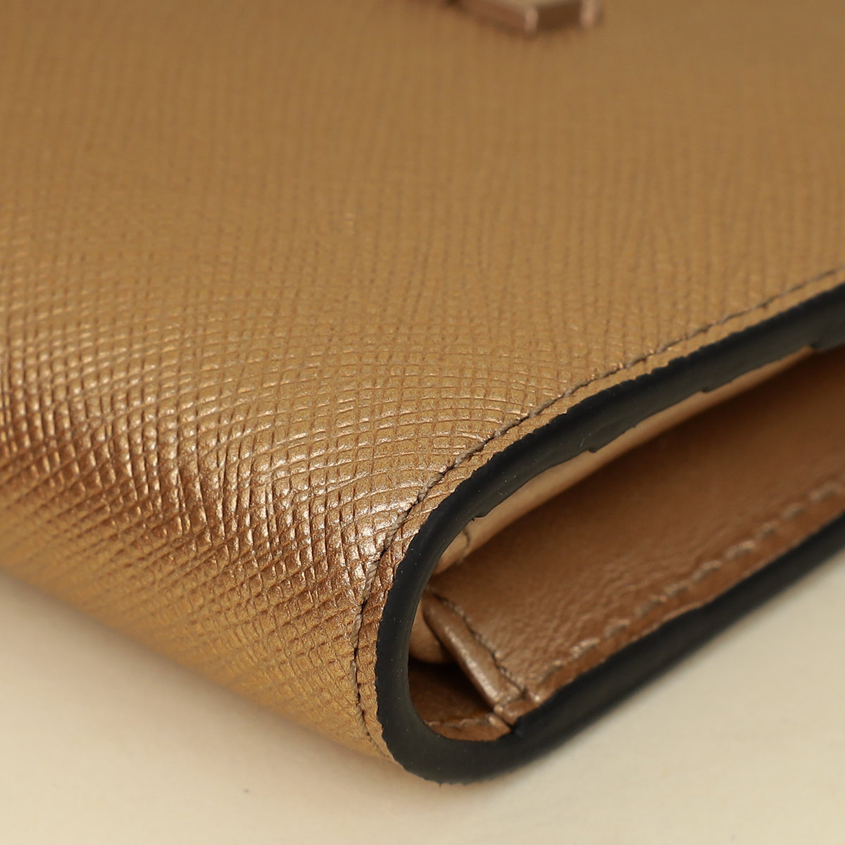 Prada Metallic Champaign Gold Shine Small Wallet-Prada-THE CLOSET