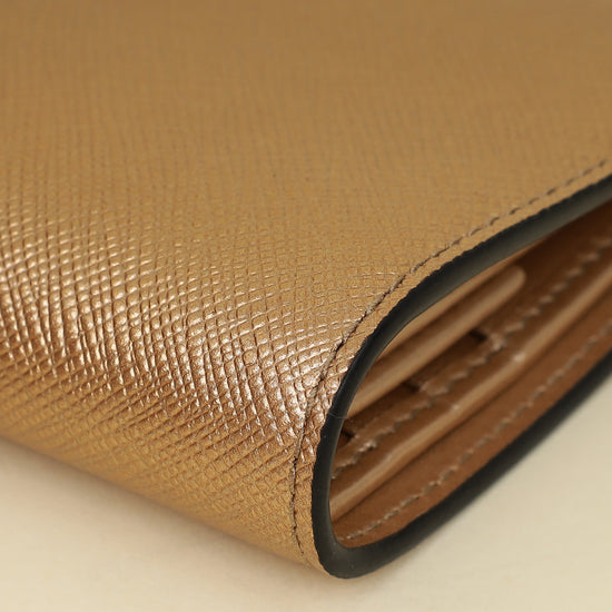 Prada Metallic Champaign Gold Shine Small Wallet-Prada-THE CLOSET