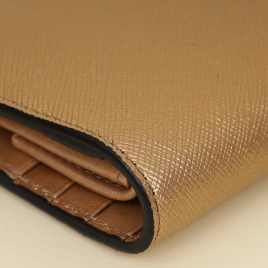 Prada Metallic Champaign Gold Shine Small Wallet-Prada-THE CLOSET