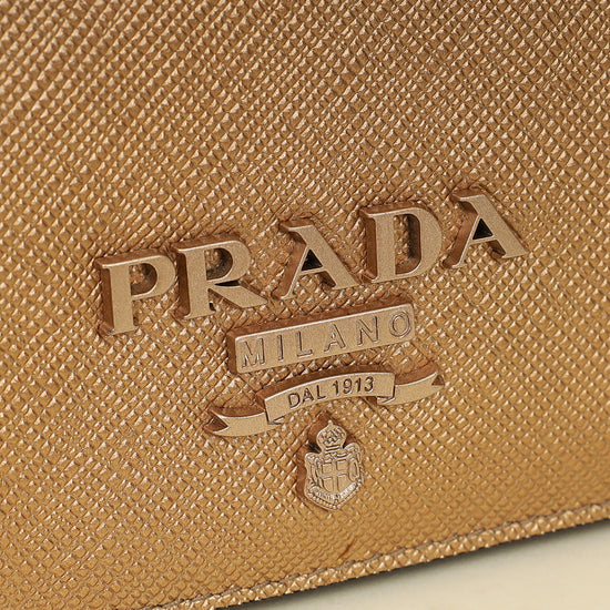 Prada Metallic Champaign Gold Shine Small Wallet-Prada-THE CLOSET