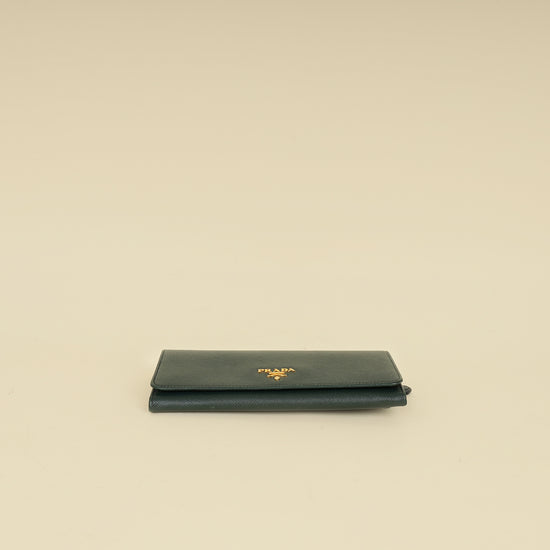 Prada Dark Green Lux Long Continental Wallet-Prada-THE CLOSET