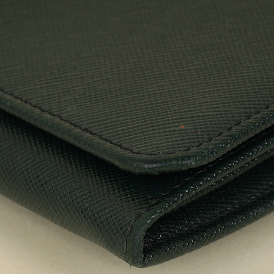 Prada Dark Green Lux Long Continental Wallet-Prada-THE CLOSET