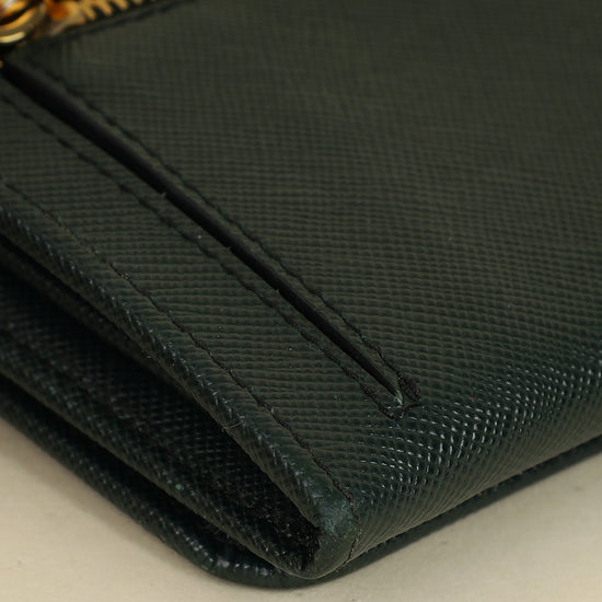 Prada Dark Green Lux Long Continental Wallet-Prada-THE CLOSET