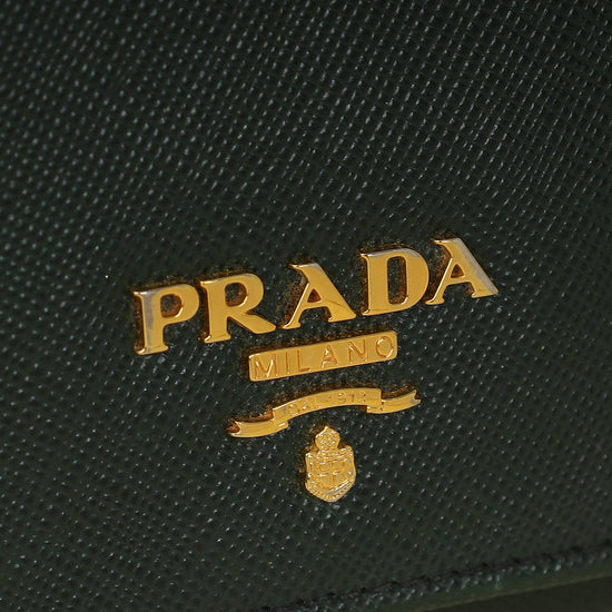 Prada Dark Green Lux Long Continental Wallet-Prada-THE CLOSET