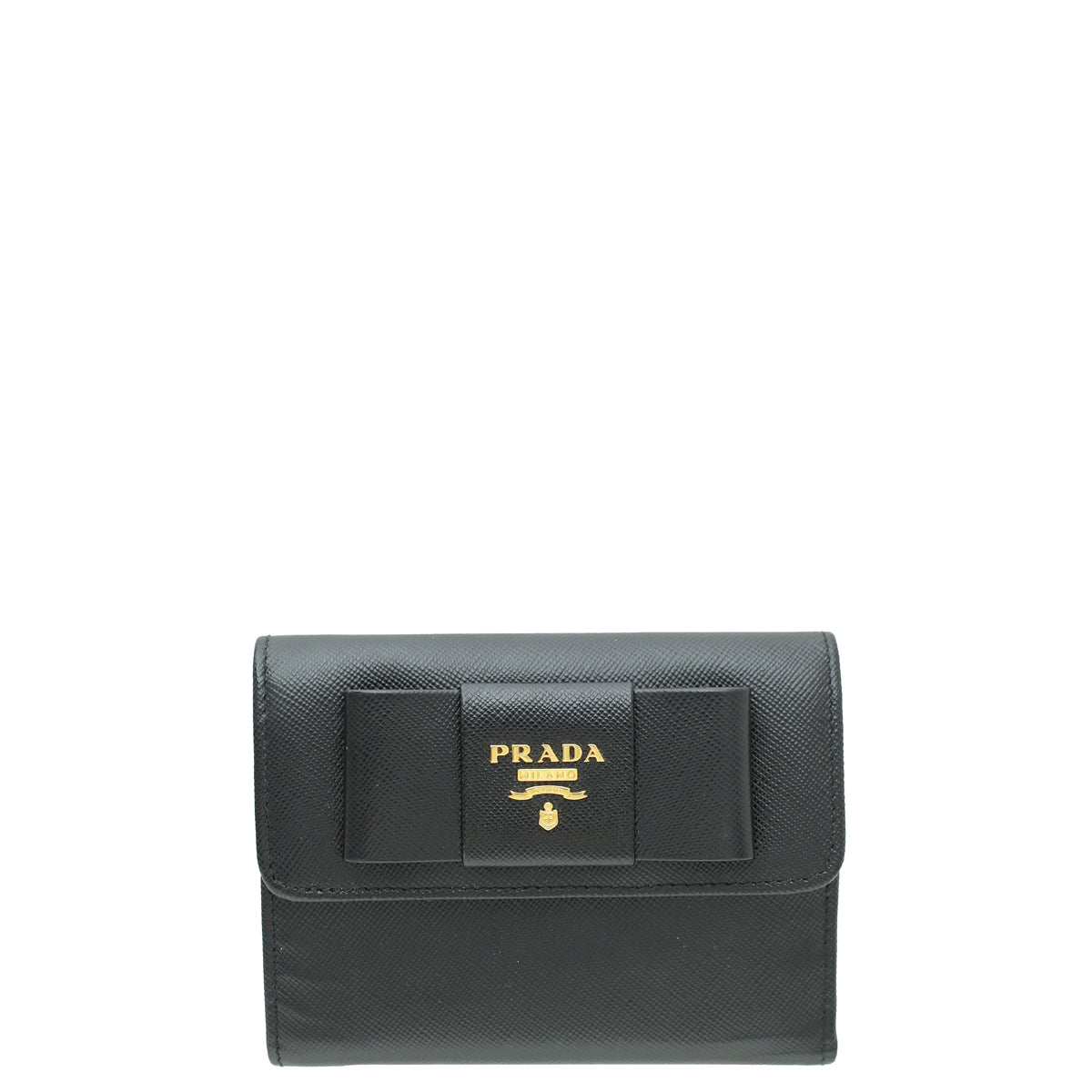 Prada Black Bow Trifold Wallet-Prada-THE CLOSET