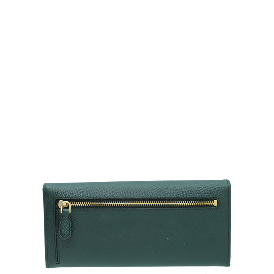 Prada Dark Green Lux Long Continental Wallet