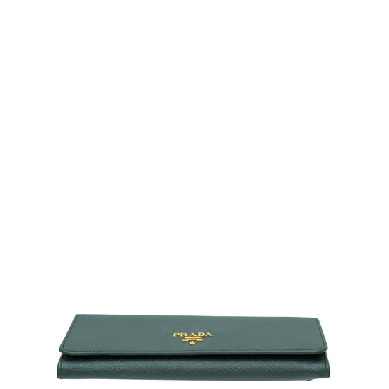 Prada Beige Saffiano Leather Bow Continental Wallet Prada