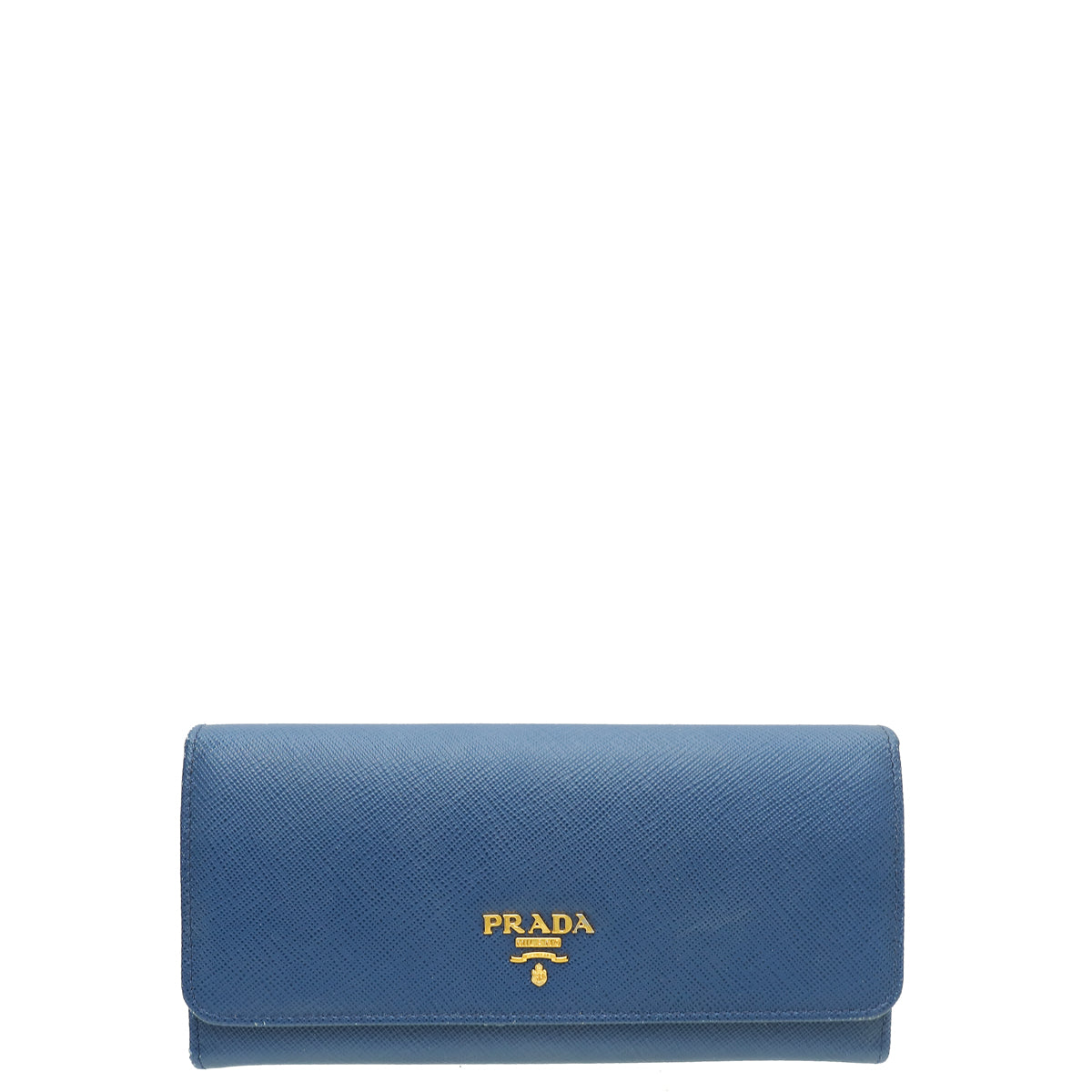 Prada Blue Metal Continental Wallet W/ Removable Card Holder-Prada-THE CLOSET