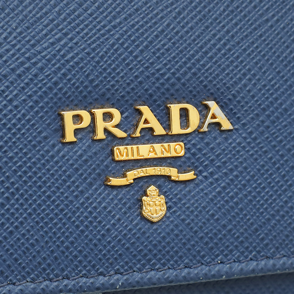 Prada Blue Metal Continental Wallet W/ Removable Card Holder